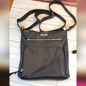 Estalon black leather crossbody bag
